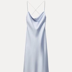 Zara Light Blue Satin Slip Dress